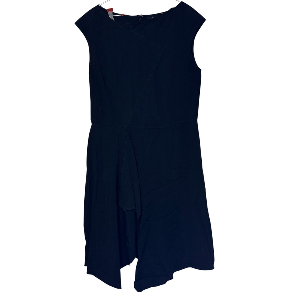 Worth Women's Midi Dress Draped Sleeveless Minimalist Careerwear Black Size 10‎